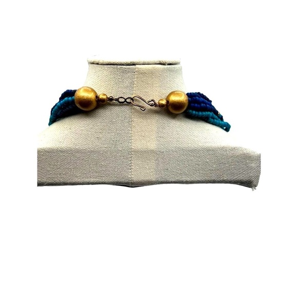 Handcrafted Multistrand Beaded Necklace & Gold-Tone Bangle Set - Picture 4 of 9